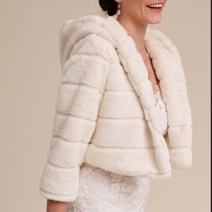 BHLDN Anthropologie Faux Fur 3/4 Sleeve Jacket